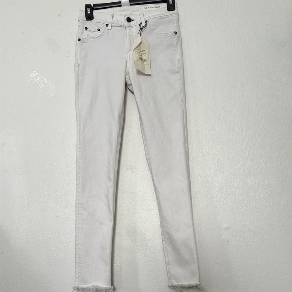 Rag & Bone Jeans Womens White Solid Cotton Stretch Skinny Jeans 26 Capri NWT